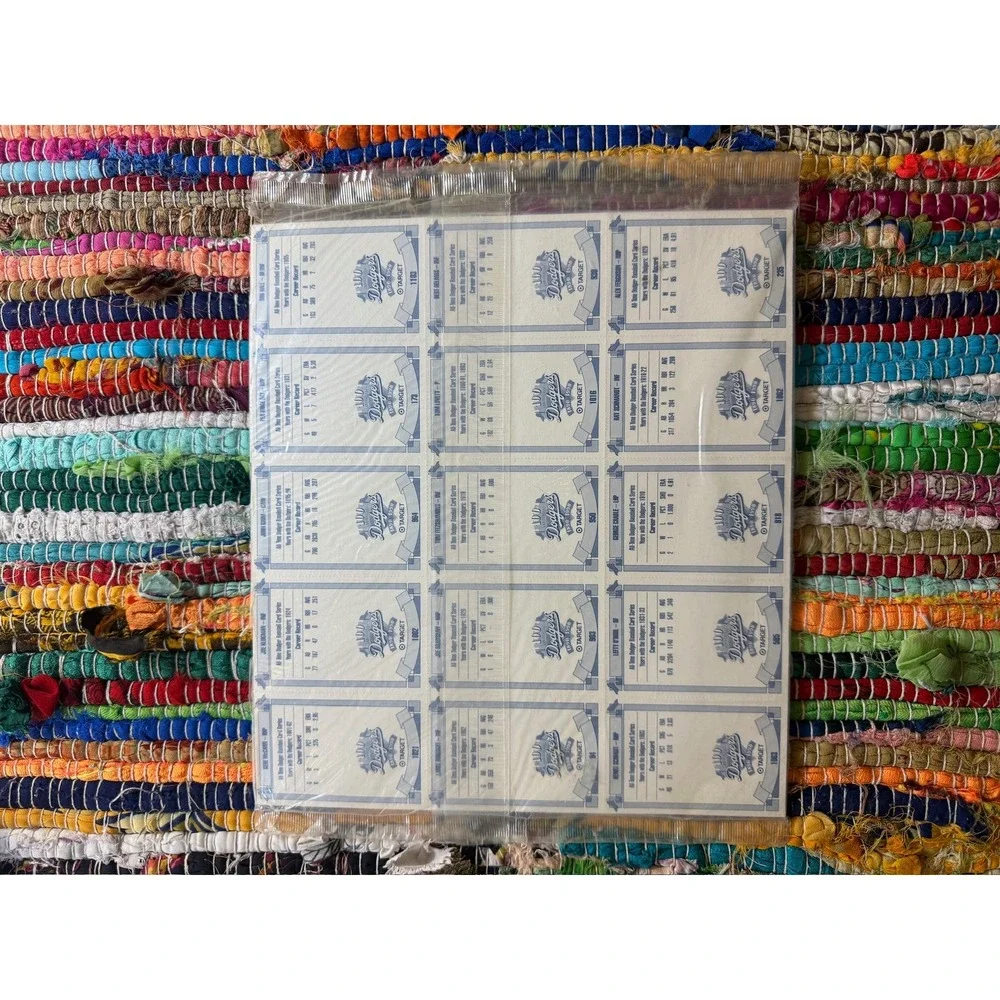 Target LA Dodgers 100 Years Baseball Card Sheet Unisex‎ OS White Exc ntage